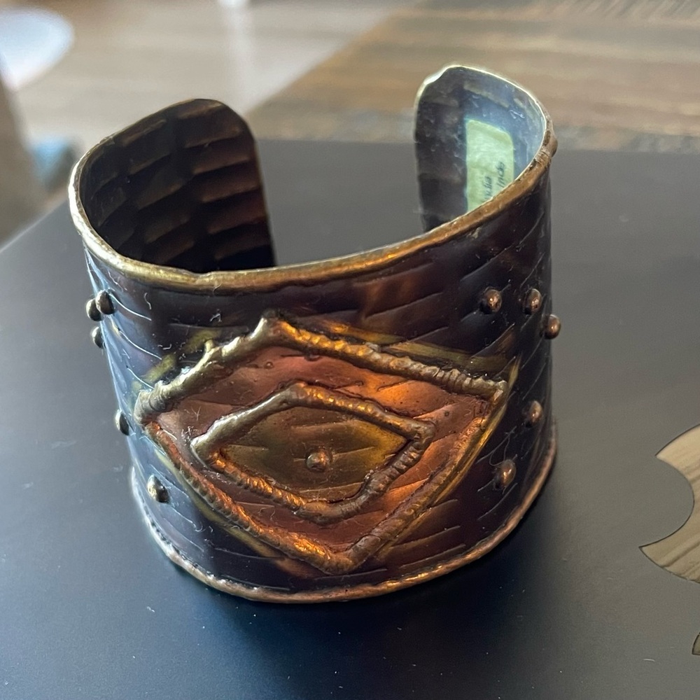 Bohemian Bronze & Copper Metal Wrist Bangle Bracelet, from Spool72